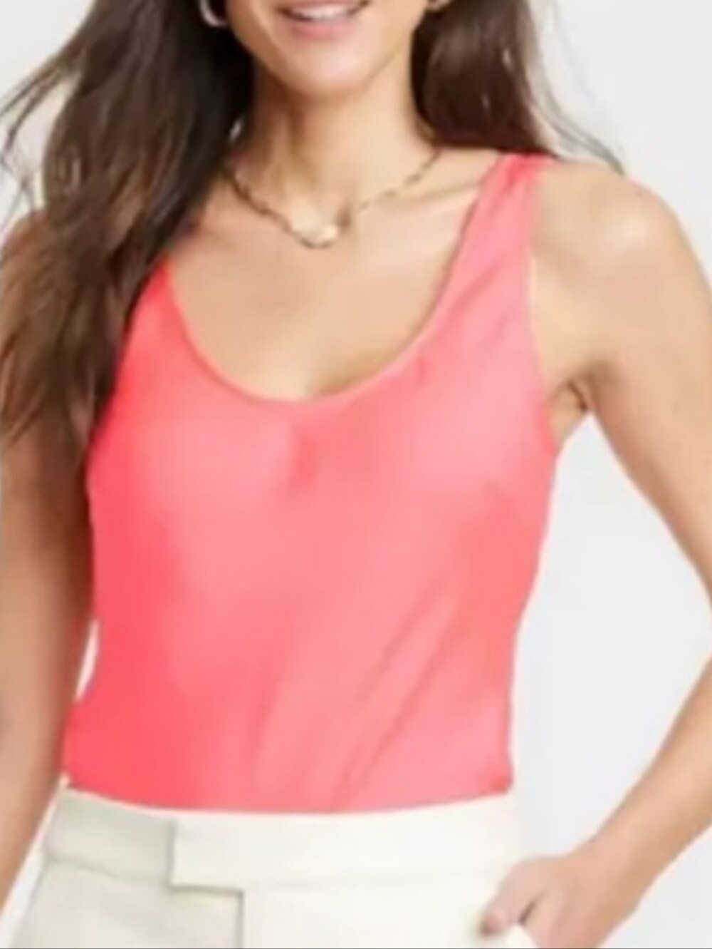 Nwt Anew Day Coral Scoop Neck Women's Tank Top M Fluirescent